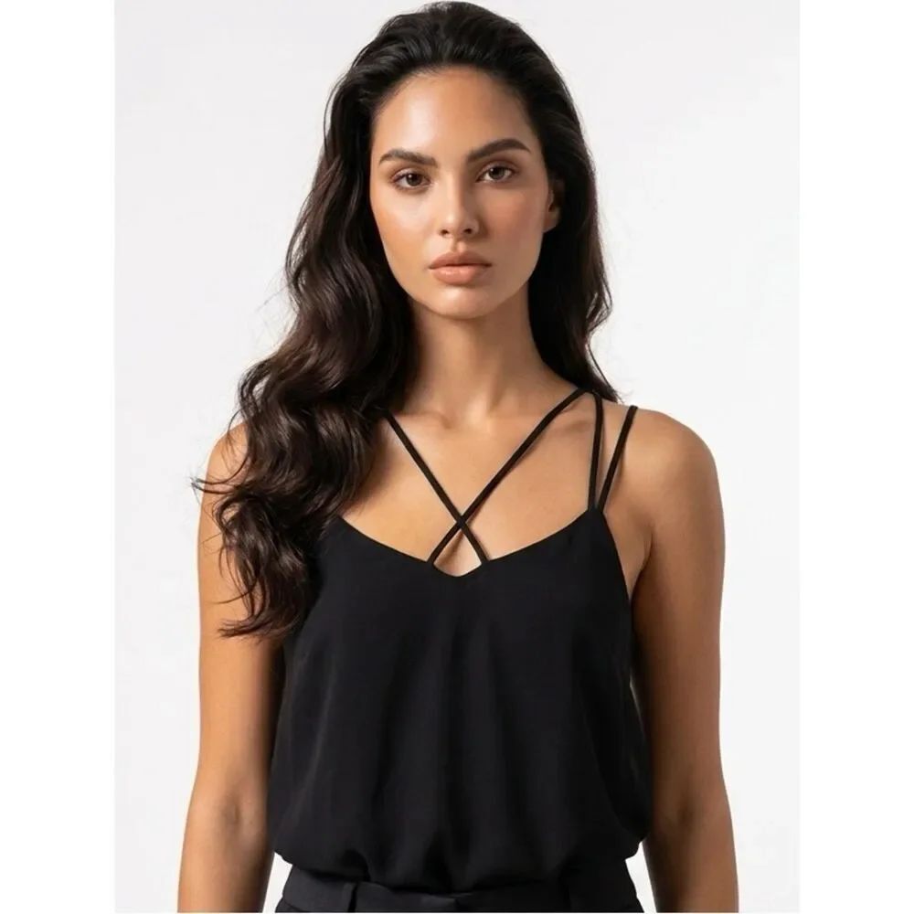ZARA | Short and Strappy Tank Top Black Sz Medium